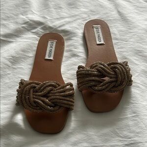 Steve Madden Braided Slide Sandals, brown and gold